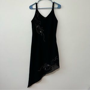 Vintage Sally asymmetrical Y2K Dress with beaded details